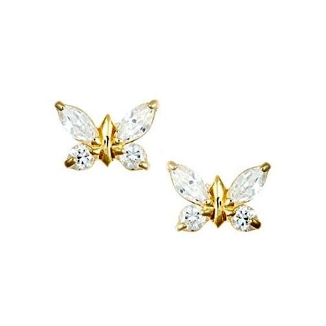 K Yellow Gold Butterfly Screw Back Earrings For Girls The Jewelry Vine