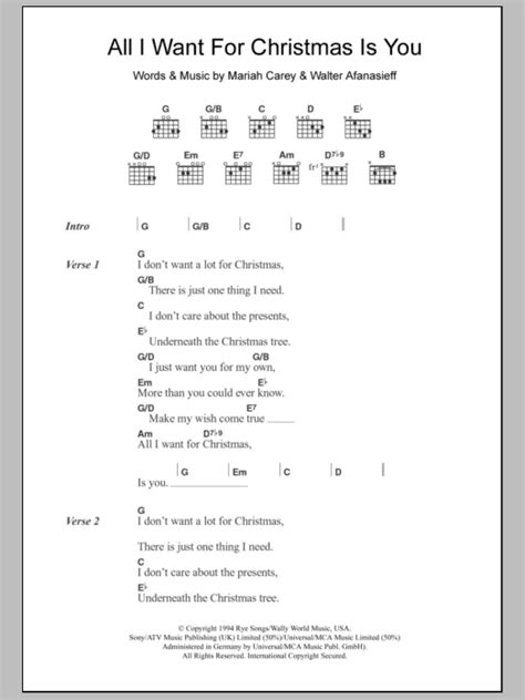 All I Want For Christmas Is You By Mariah Carey Guitar Chords Lyrics Guitar Instructor