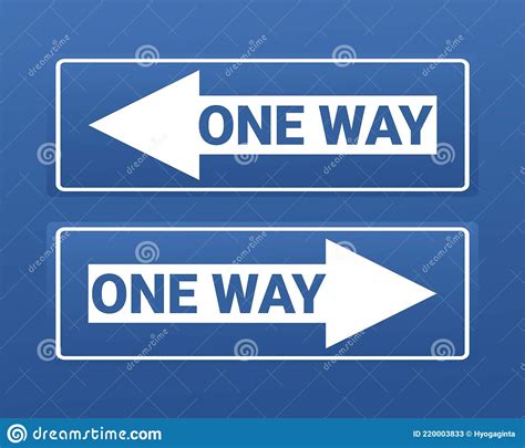 Set Of One Way Sign Signpost Illustration Vector Stock Vector