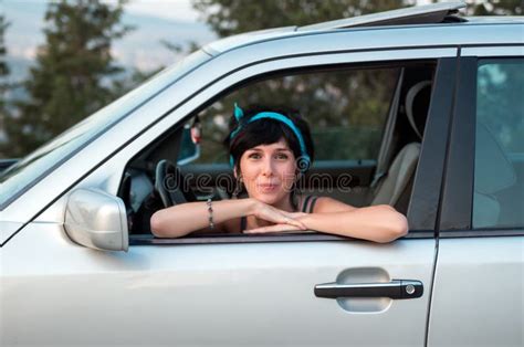 Pretty Woman Driving Car Stock Photo Image Of Smile 98854140