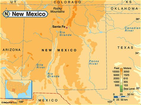 New Mexico Physical Map By From Worlds Largest