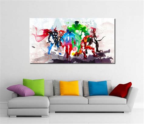 Framed Abstract Watercolor Marvel Avengers Super Hero Wall Canvas Art