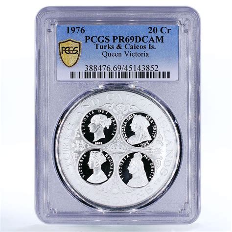 Turks And Caicos Islands 20 Crowns Queen Victoria PR69 PCGS Silver Coin