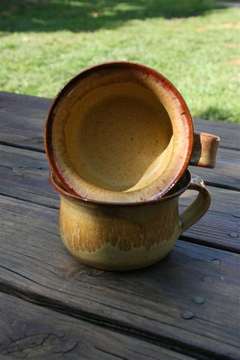 Pottery Soup Mugs Golden Glaze Nc Pottery Etsy Soup Mugs Mugs