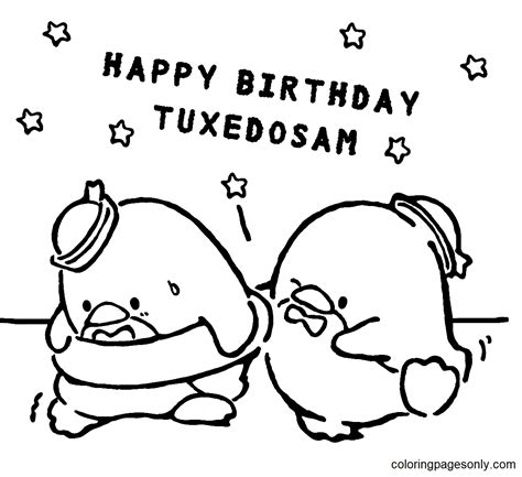 Feliz Cumpleaños Tuxedo Sam Sanrio Coloring Pages Tuxedo Sam Coloring