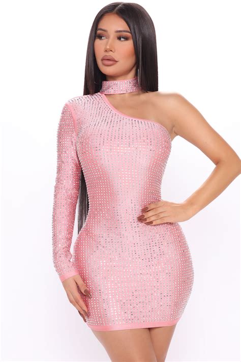 Bling Like My Ring Rhinestone Mini Dress Pink Fashion Nova Dresses