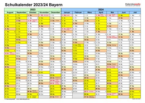 Übersicht aller schulferien in bayern 2021: Schulkalender 2023/2024 Bayern für Excel