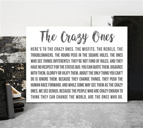 Heres To The Crazy Ones Canvas Art Sign Large Sign Etsy