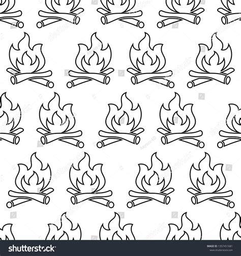 Campfire Icon Seamless Pattern Camp Fire Vector Art Illustration Ad