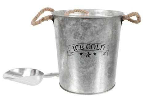 Galvanized Metal Ice Bucket With Lid And Scoop 85 Inches Mary B