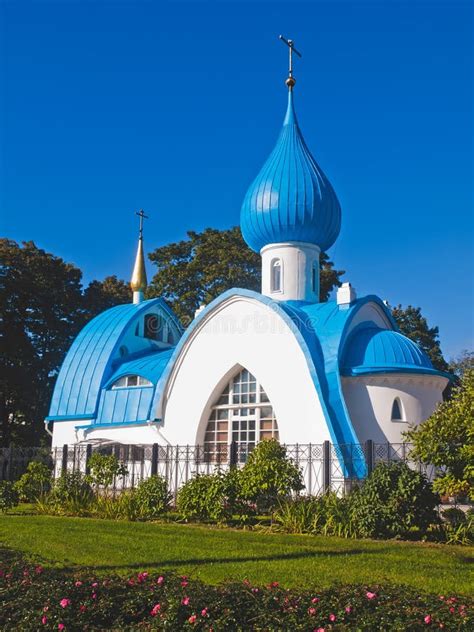 Orthodox White Church With Blue Domes Stock Photo Image Of Monastery
