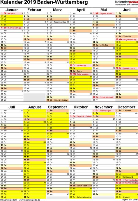 2021 kalender i excel regneark format. Kalender 2019 Baden-Württemberg: Ferien, Feiertage, Excel-Vorlagen