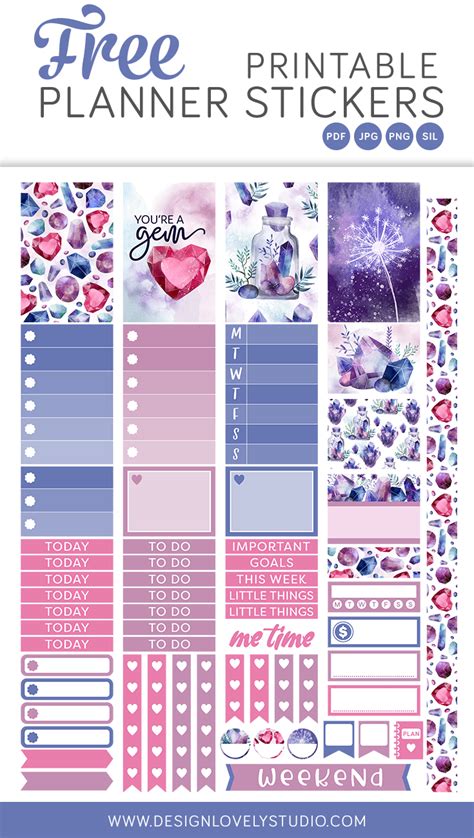 Free Printable Gem Planner Stickers — Design Lovely Studio