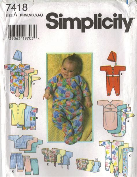 Simplicity Sewing Pattern 7418 Babies And Preemies