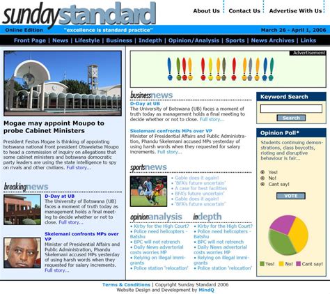 Sunday Standard Website 2006 Mindq Website Design