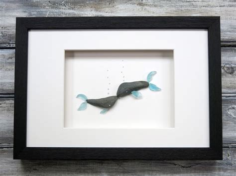 Pebble And Sea Glass Art Romantic Whales By Maine Artist M Mcguinness Sea Glass Art Diy Glass
