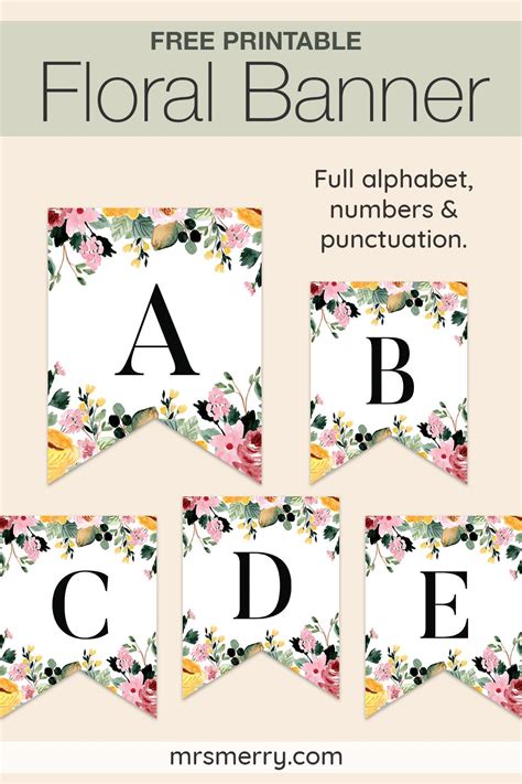 Floral Letters Banner Free Printable Artofit
