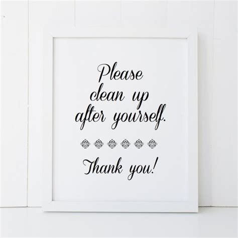 Please Clean Up After Yourself Printable Poster Kitchen