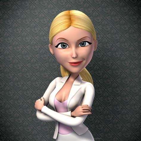 3d Model Blond Business Woman Cartoon
