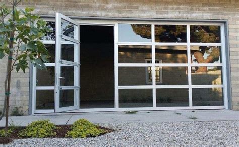 Glass Garage Doors With Passing Door Full View Anodized Aluminum With