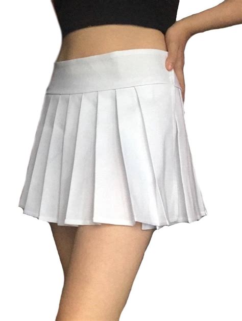 Junior To Plus Size Solid White Plaid Pleated Mini Skirt Etsy Mini
