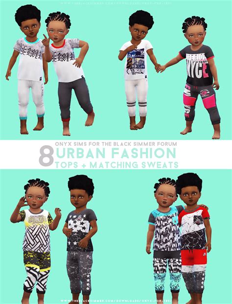 8 Urban Fashion Tops And Matching Sweats For Toddlers Oynxsims Sims 4