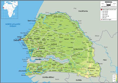 Senegal Map (Physical) - Worldometer