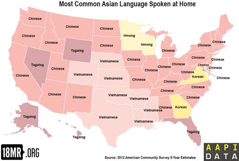 Most Common Asian Languages Spoken At Home Us Map