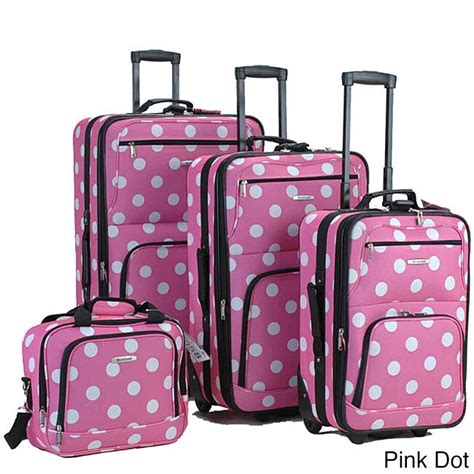 Rockland Polka Dot 4 Piece Expandable Luggage Set Ebay