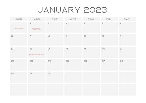 January 2023 Calendar With Holidays January Holidays 2023