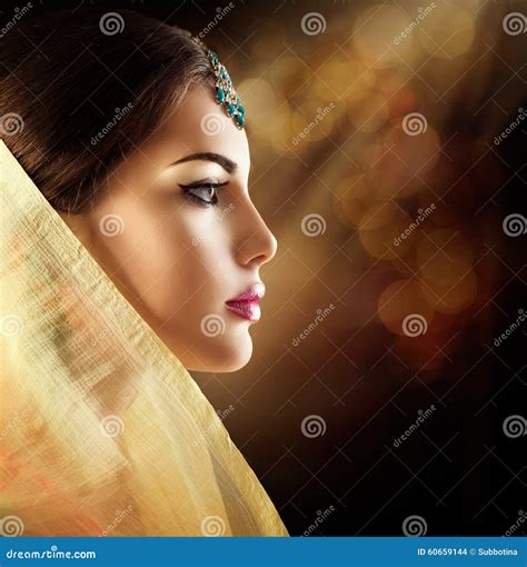 Beautiful Fashion Indian Woman Profile Portrait Stock Photo Image Of