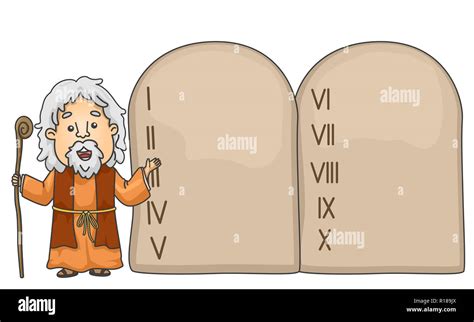 Illustration Of A Bible Story About Moses Pointing To The Ten
