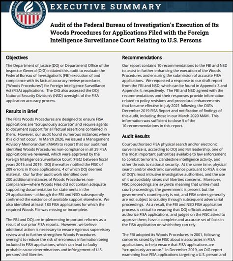 Doj Inspector General Releases Damning Results Of Fisa Application