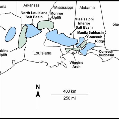 Location Map Of The Onshore Interior Salt Basins Northern Gulf Of