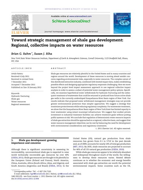 Pdf Toward Strategic Management Of Shale Gas Development Regional