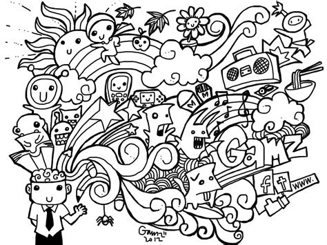 Easy Doodle Coloring Pages Clip Art Library