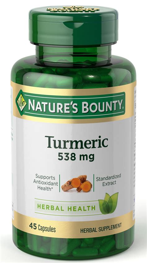 Natures Bounty Turmeric Herbal Supplement Capsules 538mg 45ct