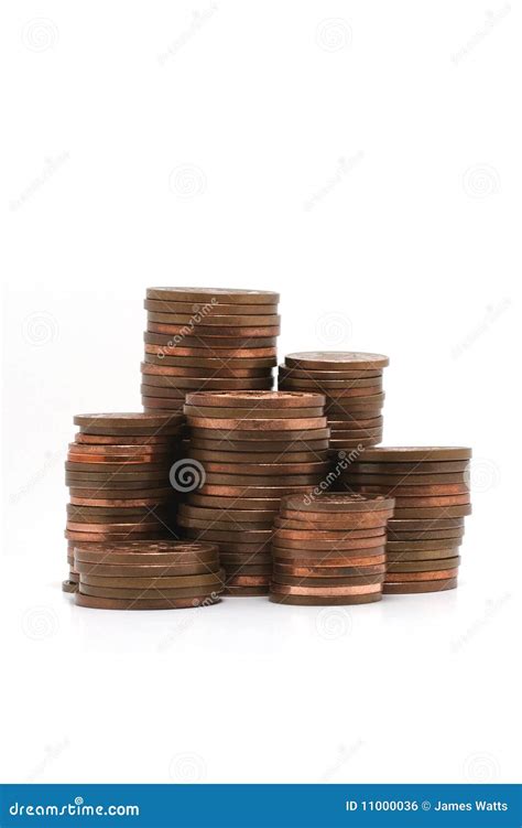 Stacks Of Copper Coins Isolated On White Stock Photo Image Of Coppers