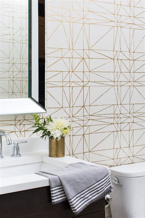 Next day delivery and free returns available. gold-and-white-wallpaper-powder-room-centered-by-design ...