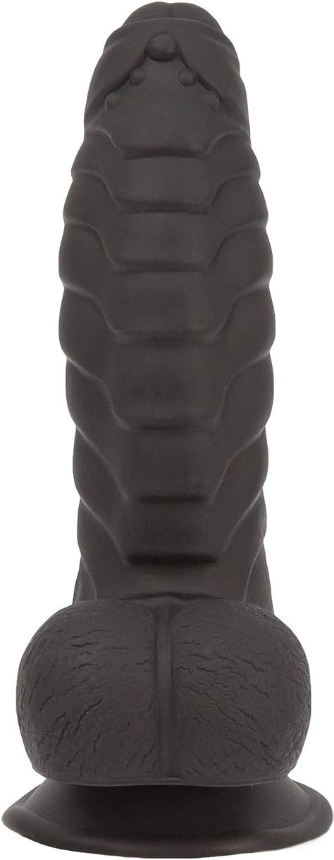 Pure Love Inch Silicone Dildo With Suction Cup Ribbed Black Dong