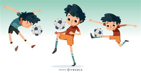 Little Boy Playing Soccer Illustration Vector Download