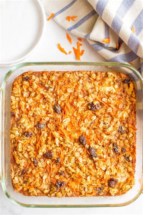 In a bowl, whisk together olive oil, egg, honey + milk. Carrot cake baked oatmeal - Family Food on the Table