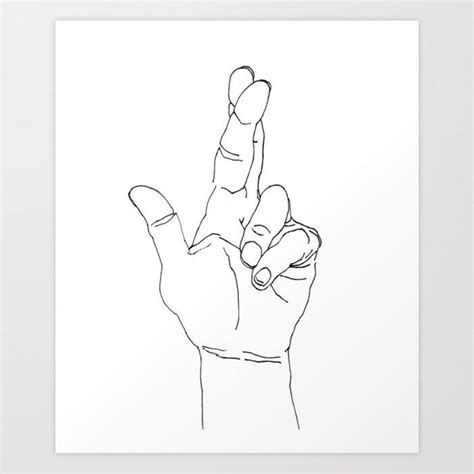 A Black And White Drawing Of A Hand Making The Peace Sign