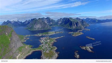 Aerial Footage Of Coastline On Lofoten Islands In Norway Stock Video