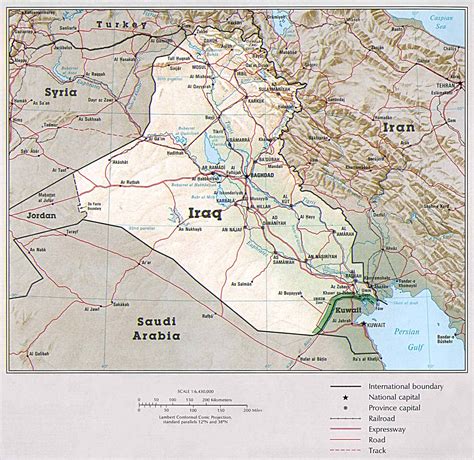 Detailed Road And Political Map Of Iraq Iraq Detailed Road And