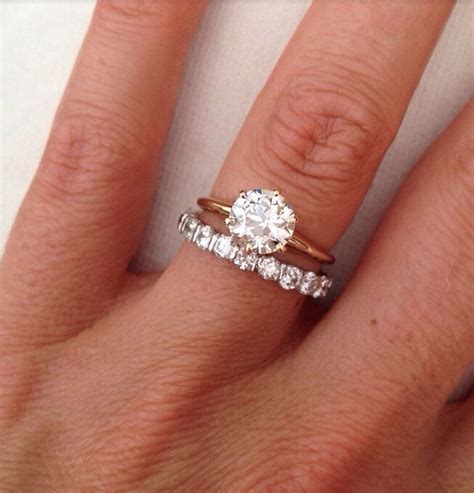 I Love This Combination Of Rings Plain Yellow Gold Solitaire Diamond