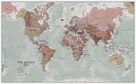 Large Political World Wall Map Laminated Printable World Map Rivers