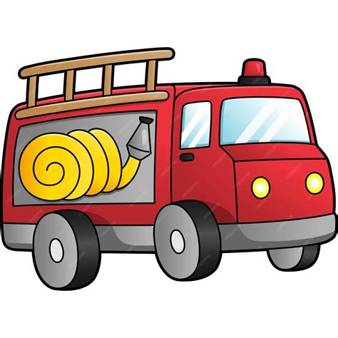 Premium Vector Fire Truck Cartoon Clipart Colored Illustration