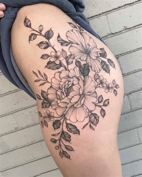 aggregate more than 77 flower thigh tattoo drawings super hot vn