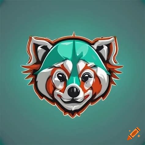 Teal and red panda attacking in nfl style logo on Craiyon